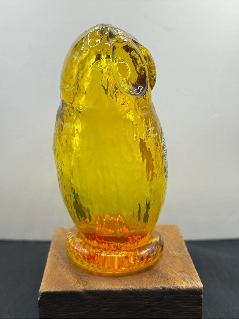 *GLOWS* Vintage 1970s Pilgrim Glass Amberina Owl Figurine – With Original Label!